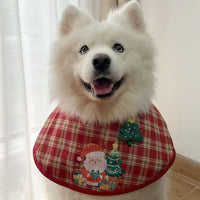Christmas Pet Bandana Bib for Dogs - Santa Pattern Red Plaid