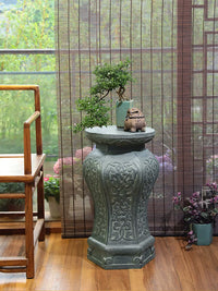 New Chinese Style Faux Stone Pedestal Planter Base for Indoor Outdoor Garden Decor