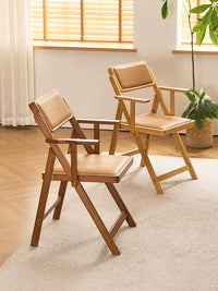 Folding Dining Chair Kitchen Bar Stool Portable Storage Chair with Backrest Soft Padded Seat Balcony Leisure Chair