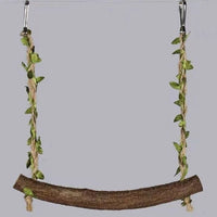 Natural Wood Bird Perch Swing Toy for Parrots and Small Birds, Chew-Resistant Climbing and Grinding Toy