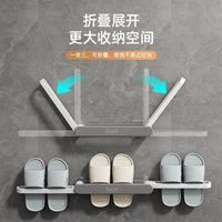 Wall-Mounted Slipper Rack for Bathroom, No-Drill Shoe Organizer, Space-Saving Storage for Slippers and Shoes