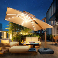 Outdoor Solar LED Patio Umbrella with Aluminum Pole for Garden Balcony