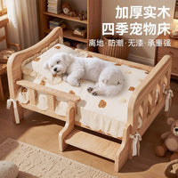 Elevated Wooden Pet Bed for Small to Medium Dogs and Cats, Indoor Outdoor Use