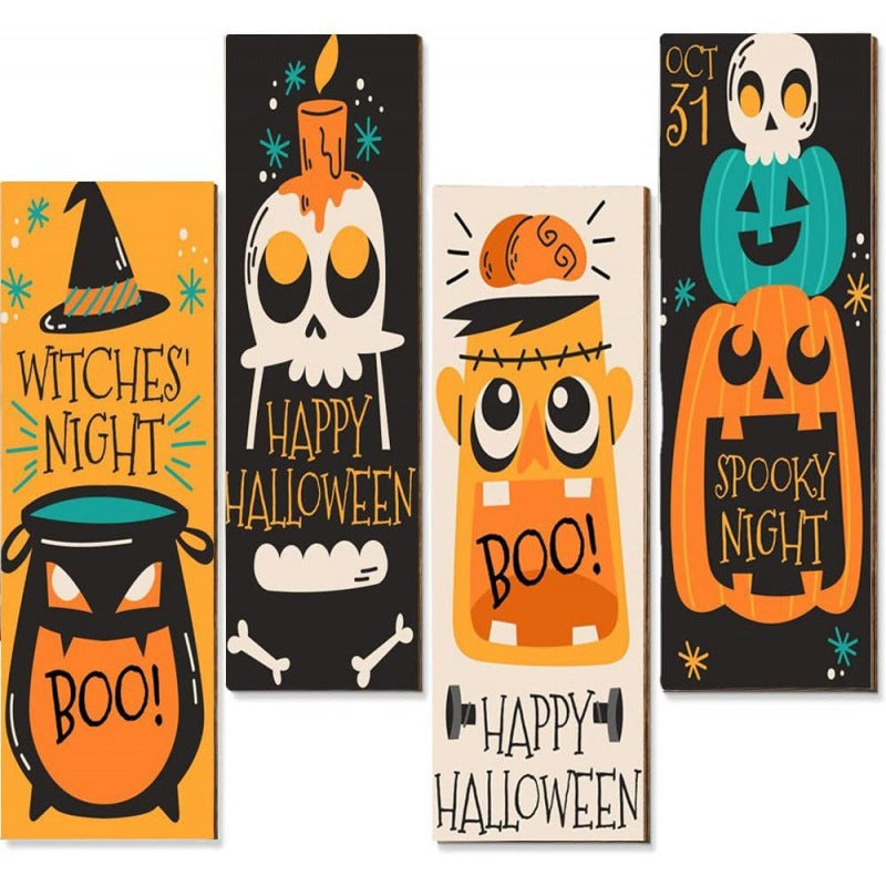 4-Piece Fall Welcome Sign Wooden Door Decor for Halloween & Thanksgiving Indoor/Outdoor