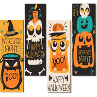 4-Piece Fall Welcome Sign Wooden Door Decor for Halloween & Thanksgiving Indoor/Outdoor