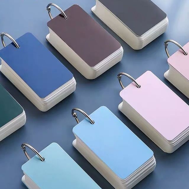Blank Loose-Leaf Flashcards with Ring Buckle for English Vocabulary Learning