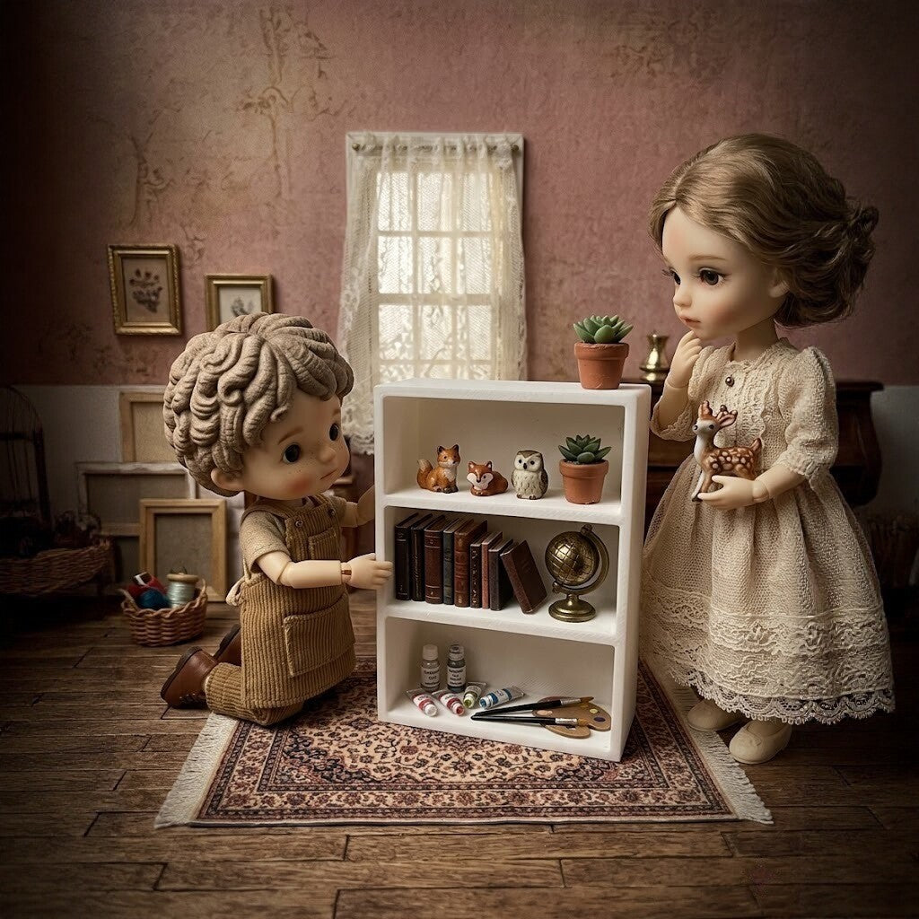 Miniature Dollhouse Bookshelf Model Toy European Style Simulation Bookcase Ornament
