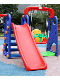 Kids Indoor Outdoor Slide and Swing Set with Ladder for Toddlers