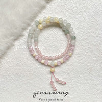 New Chinese Style Pink Cat Eye Stone Multi-Layer Bracelet with Retro Shell Beads