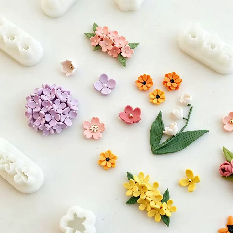 Mini Multi-Petal Flower Polymer Clay Molds for DIY Earrings and Crafts