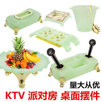 Acrylic Fruit Plate Set with Microphone Stand for KTV Bar Party Room Table Decor