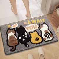 Cute Cartoon Absorbent Bathroom Mat for Home, Bedroom, Toilet - Faux Cashmere Foot Mat