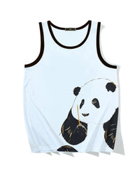 Men's American Style Quick-Dry Mesh Tank Top with Panda Print for Gym and Sports