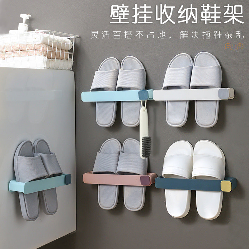 Wall-Mounted Slipper Rack for Bathroom, Punch-Free Multi-Layer Space-Saving Organizer