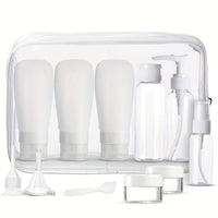 12-Piece Travel Refillable Bottle Set for Lotions, Sprays, and Creams with Dispensing Tools