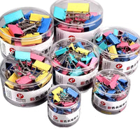 Assorted Black Metal Binder Clips for Office and School Documents