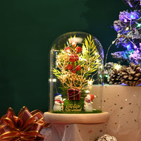 LED Christmas Tree Micro Landscape Glass Dome Ornament with Lights