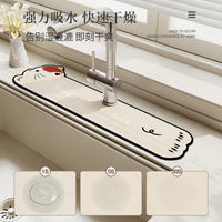 Cartoon Diatomaceous Earth Faucet Absorbent Mat for Kitchen and Bathroom Countertops