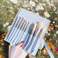 10-Piece Blue Bridge Ultra-Soft Makeup Brush Set with Powder, Eyeshadow, and Foundation Brushes