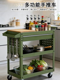 3-Tier Metal Utility Cart with Storage for Workshop, Garage, or Home