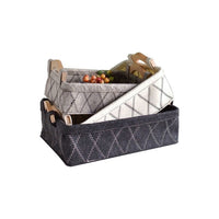 Felt Storage Basket with Wooden Handle for Desktop Organization