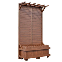Outdoor Wooden Privacy Screen Planter Box with Trellis for Garden Patio Decor