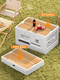 Large Foldable Outdoor Camping Storage Box with Lid, Car Trunk Organizer, Portable Picnic Table