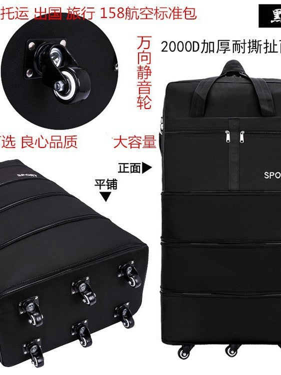 Large Capacity Foldable Travel Duffel Bag with Spinner Wheels and Lock