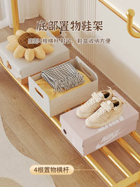 Freestanding Garment Rack with Storage Shelf and Hooks, Heavy Duty Clothes Drying Rack for Indoor Balcony Bedroom