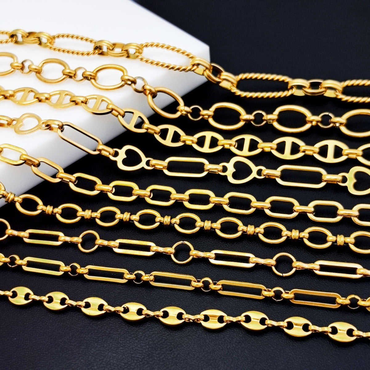 18K Gold Plated Titanium Steel DIY Jewelry Chain for Necklaces and Bracelets