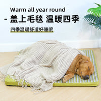 NEWPET Reversible All-Season Dog Bed Mat for Medium to Large Dogs, Oxford Fabric & Velvet Pet Crate Pad
