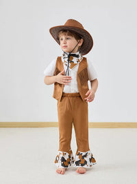Kids Western Cowboy Costume Set with Fringed Vest and Hat for Role Play & Performances
