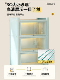 MOLAND Display Cabinet with Glass Doors for Collectibles and Books, Dustproof Metal Storage Locker