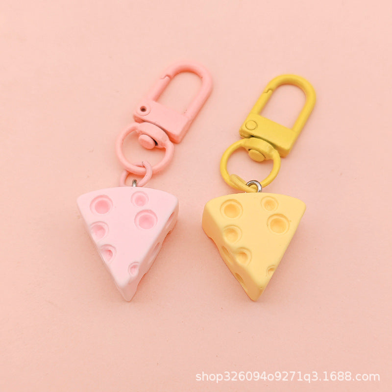 Cute Cheese Block Keychain Pendant for Bags and Keys