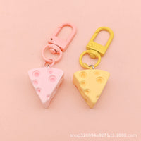 Cute Cheese Block Keychain Pendant for Bags and Keys