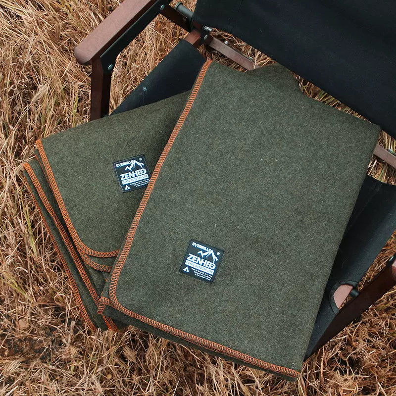 ZENHEO High Wool Content Outdoor Camping Picnic Blanket Washable Shawl for All Seasons