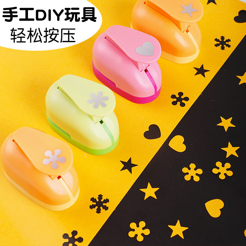 Mini Craft Punch Set for Kids DIY, Heart Star Snowflake Flower Shapes, 1.5cm Paper Embosser for Scrapbooking and Card Making