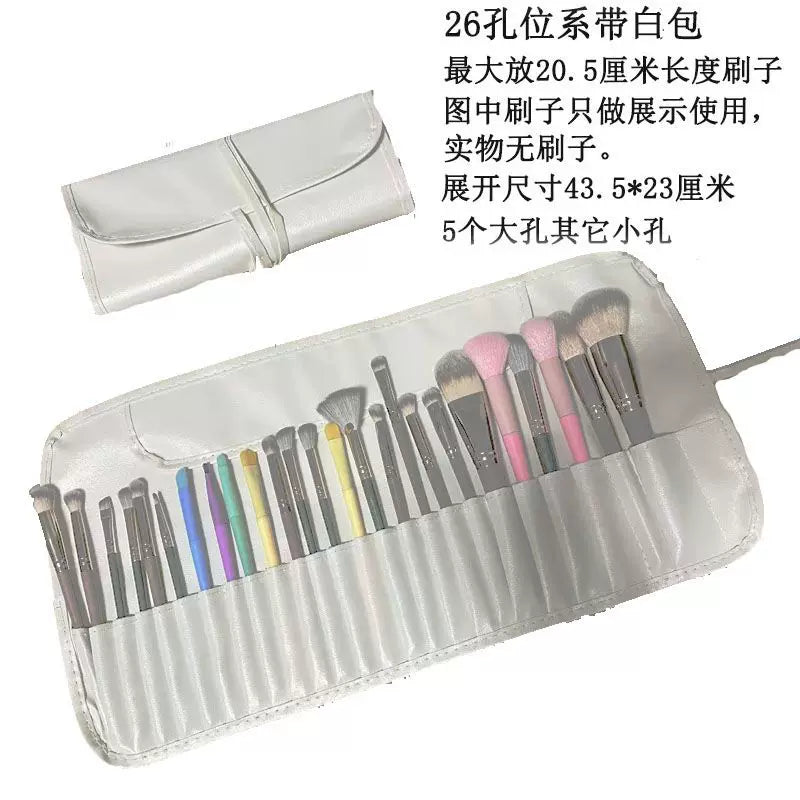 Portable Waterproof Makeup Brush Roll Bag for Eyeliner Eyebrow Pencil Storage
