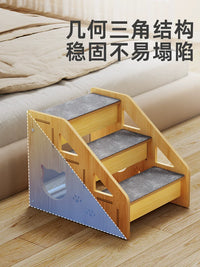 Pet Stairs for Cats and Dogs, Non-Slip Wooden Ramp for Beds and Sofas, Ideal for Small and Elderly Pets