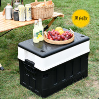 Large Capacity Insulated Cooler Box for Outdoor Camping and Food Preservation, Foldable Car Storage