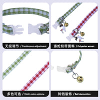 Christmas Pet Collar with Bell and Pendant for Cats and Small Dogs, Adjustable Plaid Safety Buckle