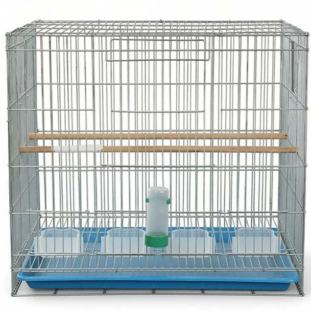 Large Galvanized Breeding Cage for Parrots and Mynahs, 60x42x55cm