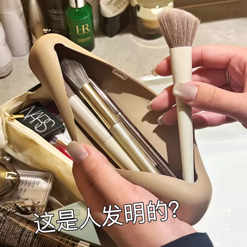 Silicone Makeup Brush Holder Travel Bag Dustproof Cosmetic Organizer