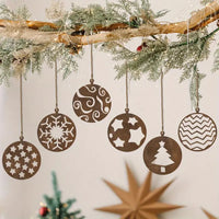 Metal Angel and Christmas Ball Silhouette Wall Decor for Indoor/Outdoor