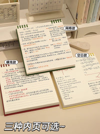 Flip-Top Detachable Grid/Lined/Blank Notebook Set for Students, 120 Pages, Vintage Colors