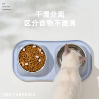 Elevated Stainless Steel Pet Bowl for Cats and Dogs, Anti-Spill Double Bowl Design, Large Capacity Food and Water Feeder
