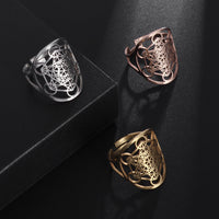 Irish Celtic Knot Hollow Geometric Stainless Steel Open Ring Hexagram Star Finger Ring