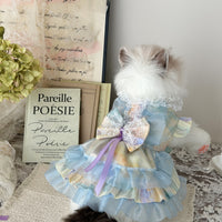 Pet Princess Dress Morandi Ombre Floral Puffy Skirt for Small Dogs and Cats