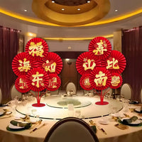 Longevity Celebration Paper Fan Flower Table Decor for Senior Birthday Parties