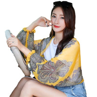 Chiffon Sun Protection Shawl with Cashew Print Long Sleeve Thin Scarf for Cycling and Outdoor Activities